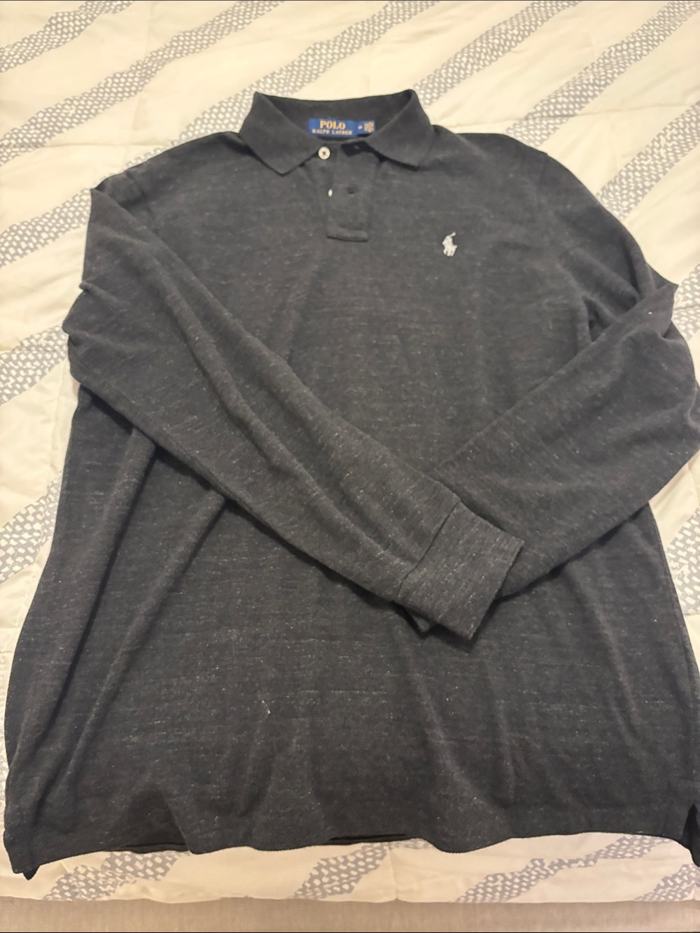Polo by Ralph Lauren Men’s Charcoal Heather Long Sleeve Polo